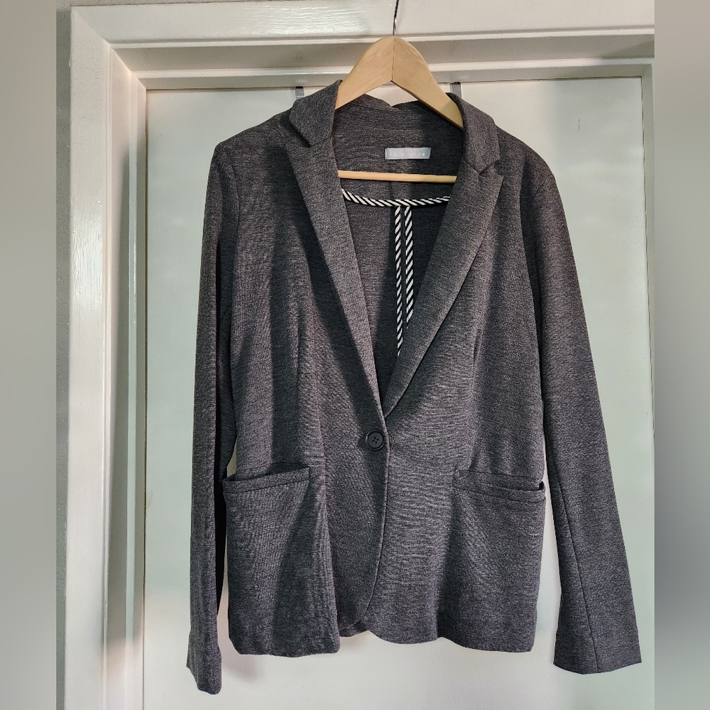 Olivia Moon charcoal gray ponte knit blazer size Large